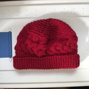 Red, hand knit hat from Ireland.